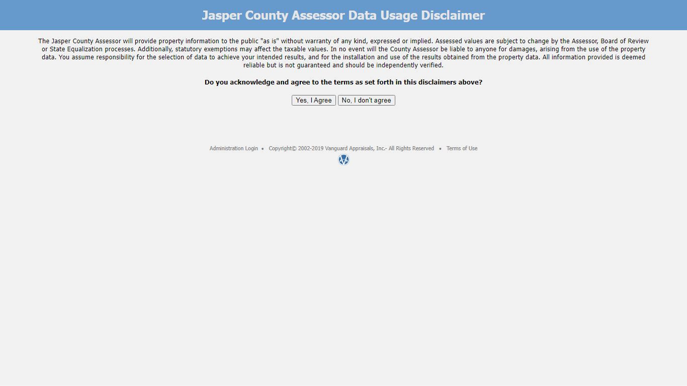 Jasper County Assessor Data Usage Disclaimer